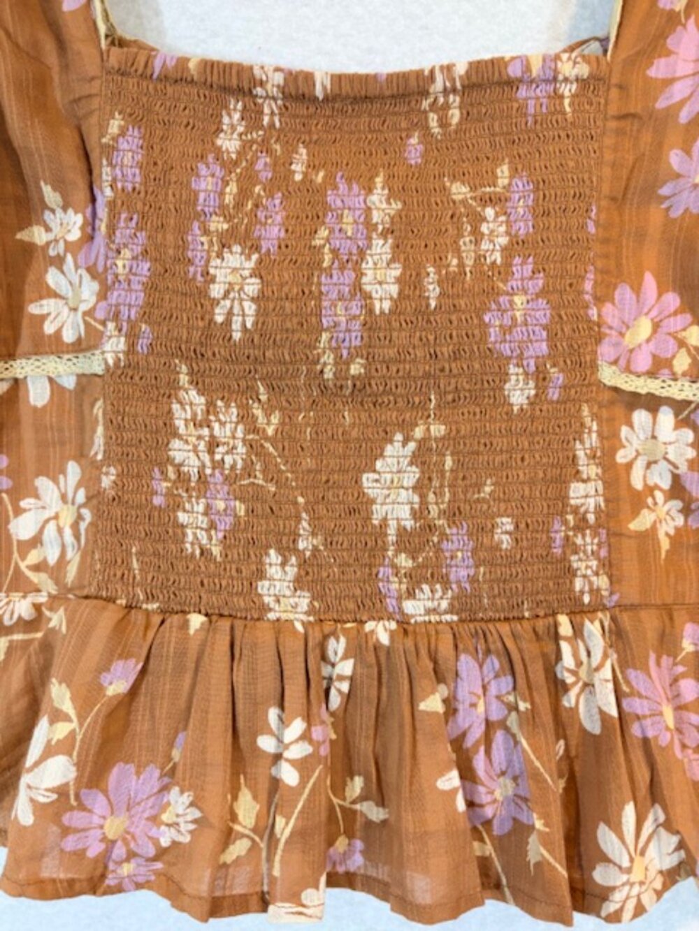 Free People Call Me Baby Meerkat Combo Daisy Brown Motif Size Large NWT - Picture 7 of 10